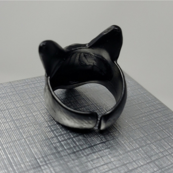 Black Metal Kitty Cat Ring - Picture 3 of 3